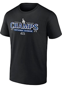 Los Angeles Dodgers Black 2025 LCS Champions Bloop Single Roster Short Sleeve T Shirt