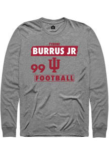 Tyrone Burrus Jr Mens Grey Indiana Hoosiers NIL Striped Long Sleeve Player T Shirt