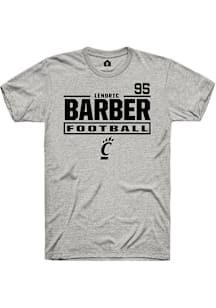 Lendric Barber Cincinnati Bearcats Ash Football NIL Stacked Box Short Sleeve Player T Shirt