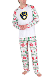 Concepts Sport Milwaukee Brewers Mens White Holiday Tidings Sleep Pants