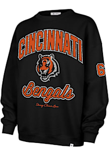 47 Cincinnati Bengals Womens Black Stoney Clover Glitter Oversized Crew Sweatshirt