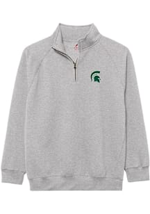 Mens Grey Michigan State Spartans Essentials Embroidery Qtr Zip Pullover