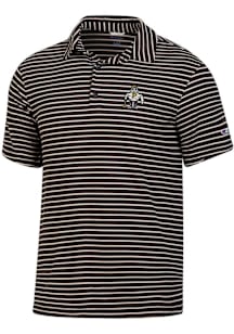 Champion Purdue Boilermakers Mens Black Tailgate Yarn Dyed Stripe Short Sleeve Polo