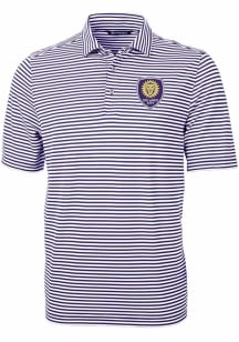 Cutter and Buck Orlando City SC Purple Virtue Eco Pique Stripe Big and Tall Polo