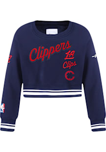 Pro Standard Los Angeles Clippers Girls Navy Blue Retro Classics Long Sleeve Sweatshirt