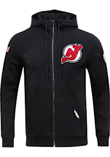 Pro Standard New Jersey Devils Mens Black Classic Chenille Long Sleeve Zip Fashion