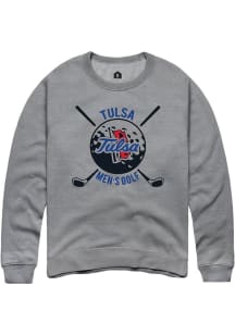 Mens Tulsa Golden Hurricane Grey Rally Men's Golfer Crew Sweatshirt