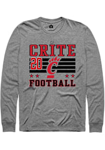 Cj Crite Cincinnati Bearcats Grey Football NIL Striped Long Sleeve Player T Shirt