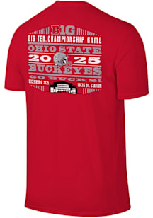 Ohio State Buckeyes Red 2025 Big 10 Football Championships Short Sleeve T Shirt