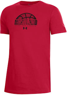 Youth Maryland Terrapins Red Under Armour Basketball Team Graphic Short Sleeve T-Shirt