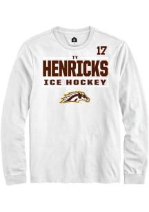 Ty Henricks Mens White Western Michigan Broncos NIL Stacked Box Long Sleeve Player T Shirt