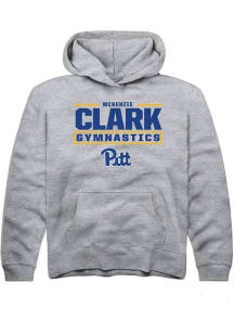 McKenzie Clark Rally Youth Grey Pitt Panthers NIL Stacked Box Long Sleeve Player Hoodie