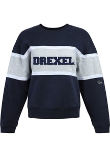 Womens Drexel Dragons Navy Blue Hype and Vice Taylor Crew Sweatshirt