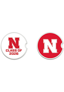 Nebraska Cornhuskers Class of 2026 Set of 2 Car Coaster - White