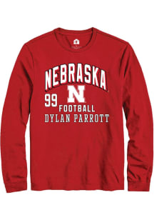 Dylan Parrott Rally Mens Red Nebraska Cornhuskers NIL Arch Logo Tee