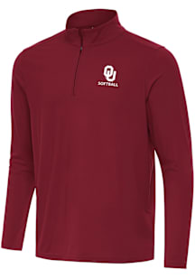 Antigua Oklahoma Sooners Mens Crimson Intent Softball Long Sleeve Qtr Zip Pullover