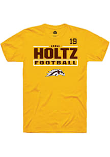 Vance Holtz Western Michigan Broncos Gold Football NIL Stacked Box Short Sleeve Player T Shirt