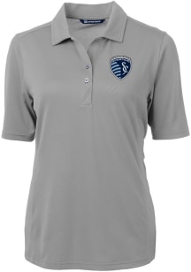 Cutter and Buck Sporting Kansas City Womens Grey Virtue Eco Pique Short Sleeve Polo Shirt