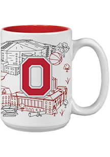 Ohio State Buckeyes 15oz Campus Line Art Ceramic Mug - White