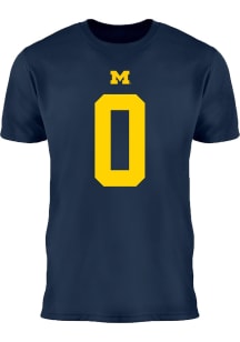 Semaj Morgan  Mens Navy Blue Michigan Wolverines Football Name And Number Player T Shirt