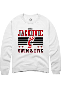 Katie Jackovic Cincinnati Bearcats Mens White NIL Striped Player Crew