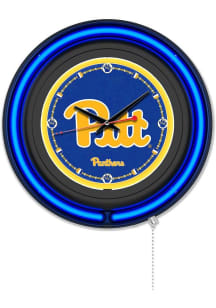 Black Pitt Panthers Double Neon Wall Clock