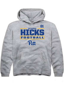 Cataurus Hicks Rally Youth Grey Pitt Panthers NIL Stacked Box Long Sleeve Player Hoodie