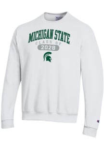 Mens Michigan State Spartans White Champion Class of 2028 Powerblend Crew Sweatshirt