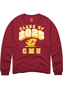 Summit Sportswear Central Michigan Chippewas Mens Maroon Class of 2025 Long Sleeve Crew Sweatshirt