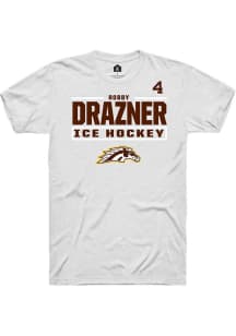 Robby Drazner Rally Mens White Western Michigan Broncos NIL Stacked Box Player T Shirt