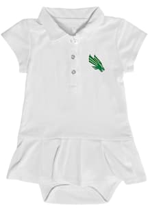 North Texas Mean Green Baby Girls White Caroline Short Sleeve Dress