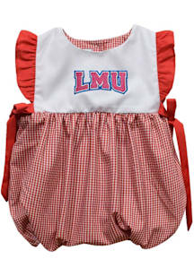 Vive La Fete Loyola Marymount Lions Baby Girls Crimson Gingham Bubble Short Sleeve Dress