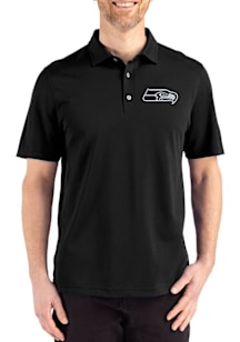 Cutter and Buck Seattle Seahawks Black Mono Advantage Refresh Pique Big and Tall Polo