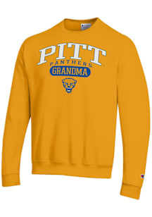 Champion Pitt Panthers Mens Gold Pill Box Grandma Powerblend Long Sleeve Crew Sweatshirt