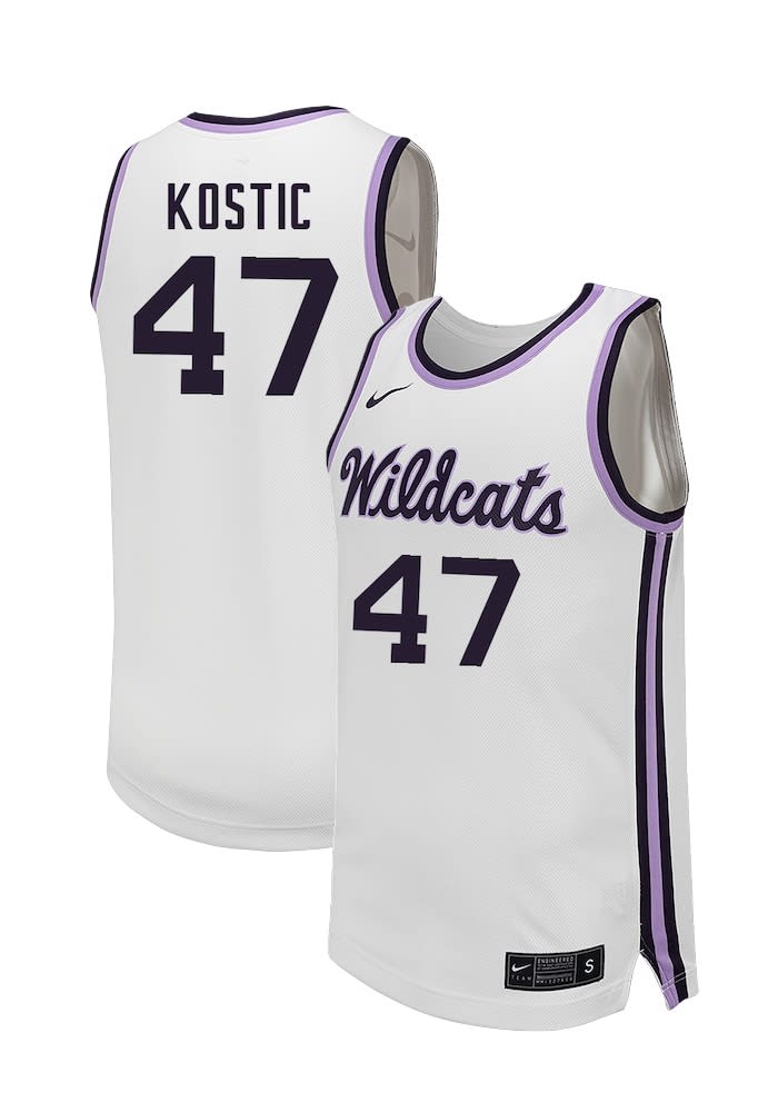Andrej Kostic Mens White K-State Wildcats NIL Name And Number