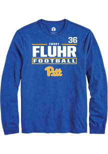 Emory Fluhr Mens Blue Pitt Panthers NIL Stacked Box Long Sleeve Player T Shirt
