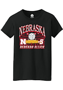 Rebekah Allick  Rally Nebraska Cornhuskers Womens Black NIL Name Number Net Short Sleeve T-Shirt