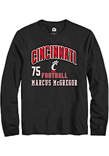 Marcus McGregor Cincinnati Bearcats Black Football NIL Arch Logo Long Sleeve Player T Shirt
