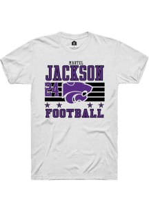 Martel Jackson Rally Mens White K-State Wildcats NIL Striped Player T Shirt