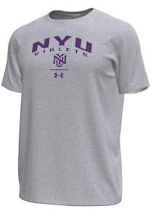 Under Armour NYU Violets Grey Arch over logo Tech Stretch Short Sleeve T Shirt