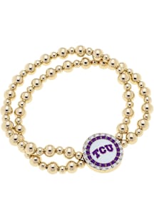 TCU Horned Frogs Disc Bead Stretch Womens Bracelet