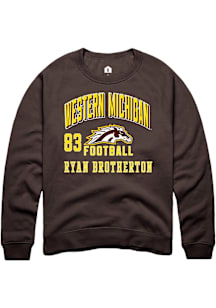 Ryan Brotherton Western Michigan Broncos Mens Brown Football NIL Arch Logo Player Crew