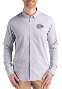 Cutter and Buck Kansas City Chiefs Mens Graphite Mono Epic Confidence Pinstripe Long Sleeve Dress..