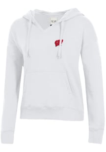 Womens Wisconsin Badgers White Gear for Sports Big Cotton Hooded Sweatshirt