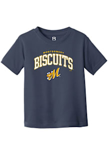 Summit Sportswear Montgomery Biscuits Toddler Navy Blue Arch Mascot Short Sleeve T-Shirt