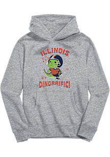Vive La Fete Illinois Fighting Illini Youth Grey Dino-Riffic Long Sleeve Hoodie