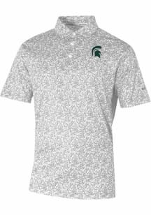 Mens Michigan State Spartans Grey Columbia Heat Seal Westside Country Short Sleeve Polo Shirt