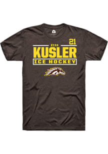 Ryan Kusler Rally Mens Brown Western Michigan Broncos NIL Stacked Box Player T Shirt