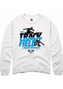 Mens Big Ten White Rally 2025 Mens &amp; Womens Indoor Track &amp; Field Championship Crew Sweatshirt