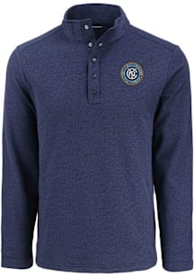 Cutter and Buck New York City FC Mens Navy Blue Hunts Point Long Sleeve Qtr Zip Pullover